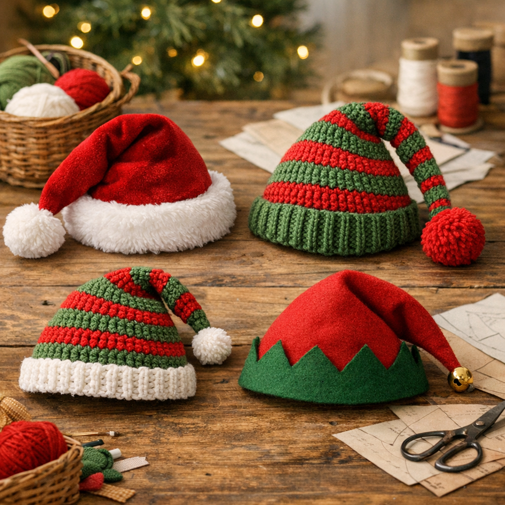 4. Variantes : bonnet du Père Noël, tricot, crochet ou feutrine