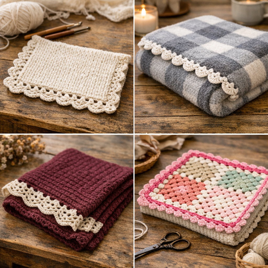 Quelle bordure choisir selon le support : tricot, couverture, écharpe ou bord déjà crocheté