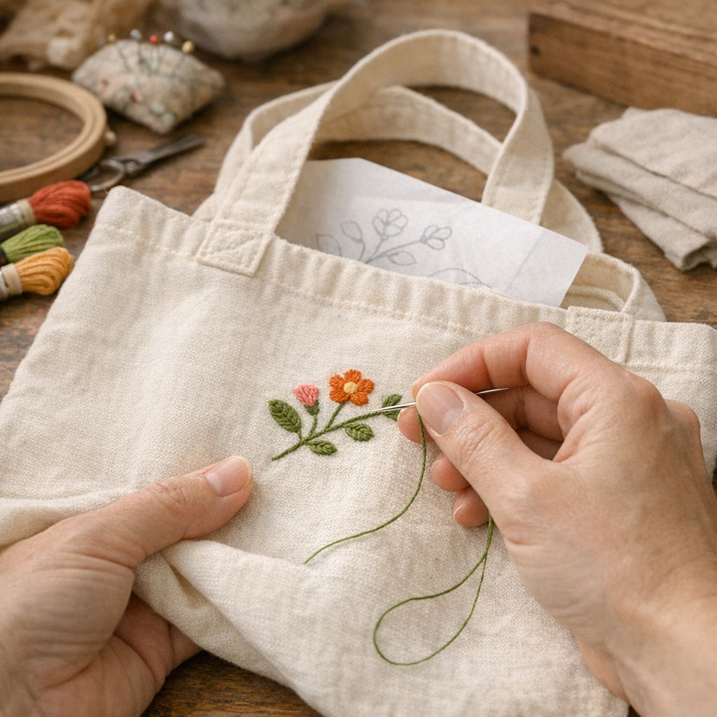 Comment réussir une broderie simple sur un tote bag
