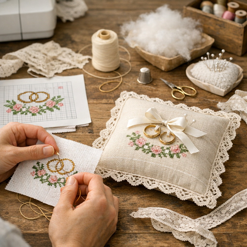 Broder puis monter le coussin&nbsp;: étapes d’atelier