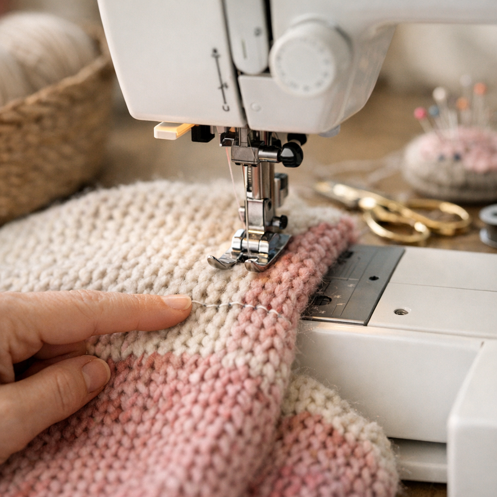 Pourquoi ma machine à coudre saute-t-elle des points sur le tissu tricoté ?