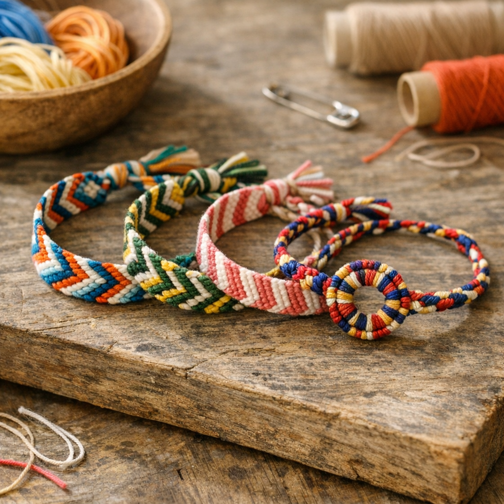 Modèles faciles : chevron, épi, rayures et bracelet rond