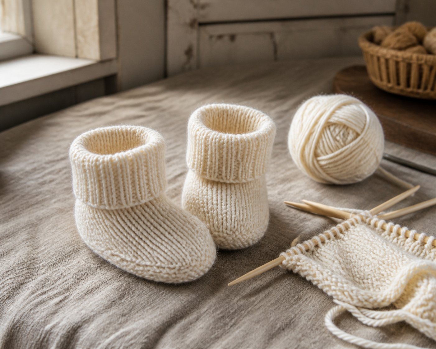 Ce patron facile aide les débutants à tricoter des Chaussons bébé