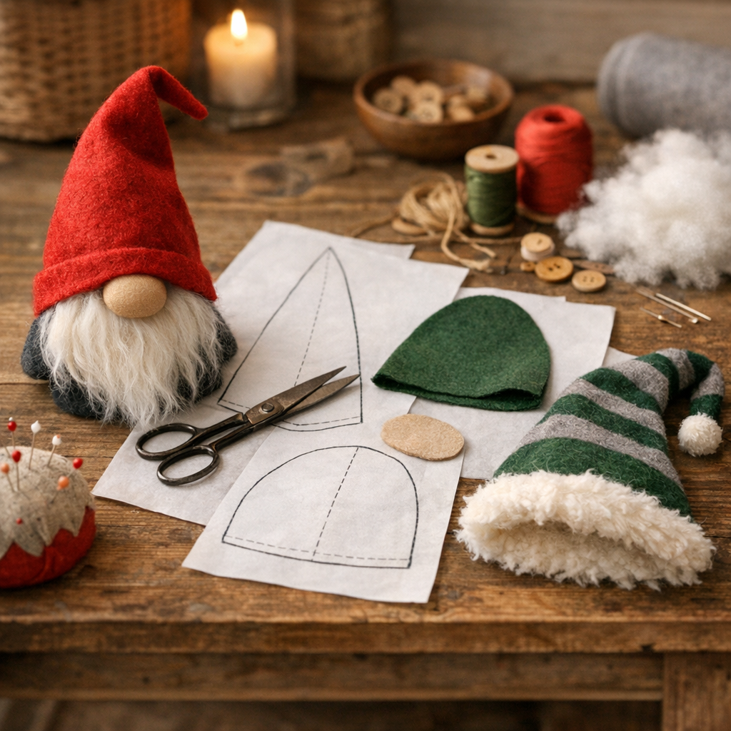 4. Gnome, chapeau et bonnet de lutin&nbsp;: adapter un modèle gratuit