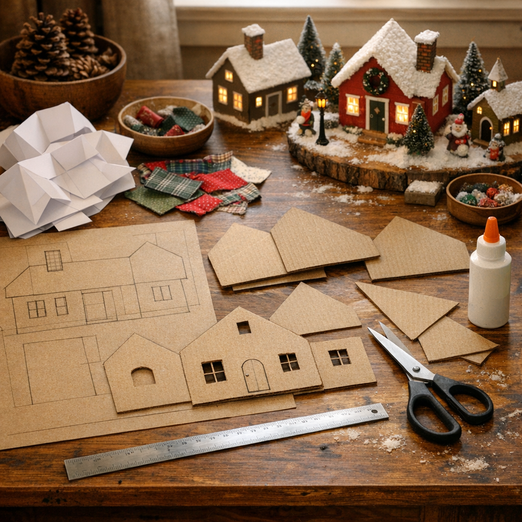 Le patron de Maison de Noël en Carton se trace comme un gabarit