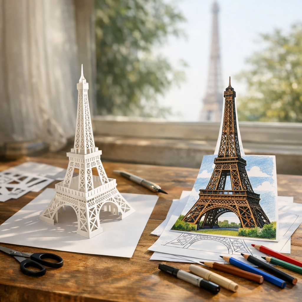 Tour Eiffel recto verso, kirigami ou coloriage&nbsp;: quelle version choisir&nbsp;?