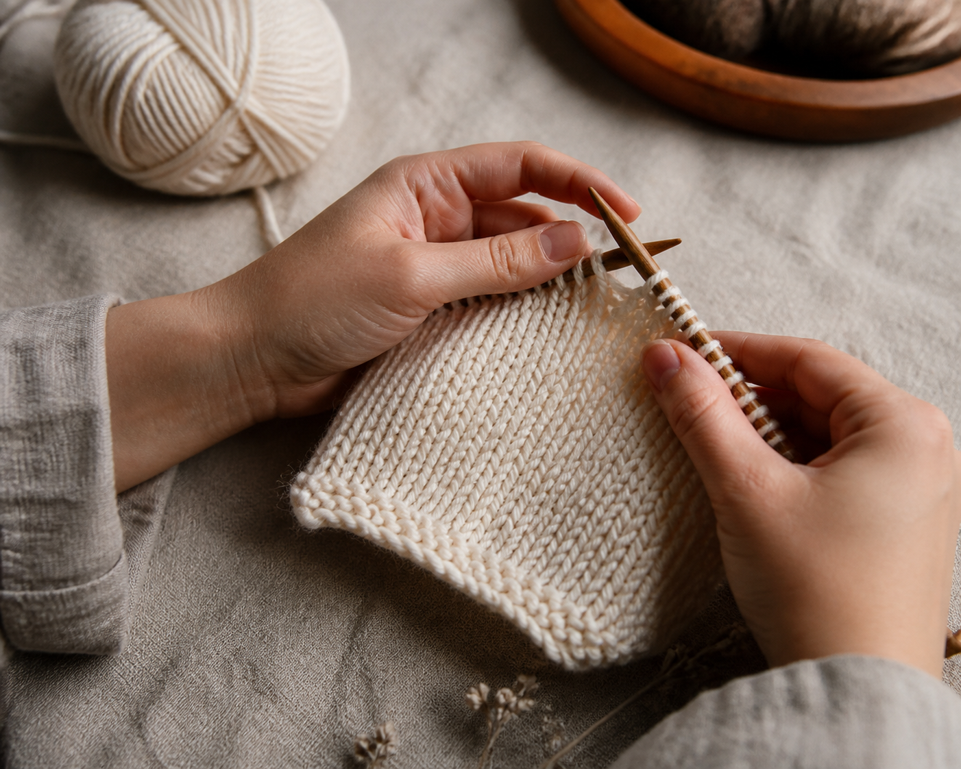 Le point jersey au tricot se reconnaît et se tricote facilement