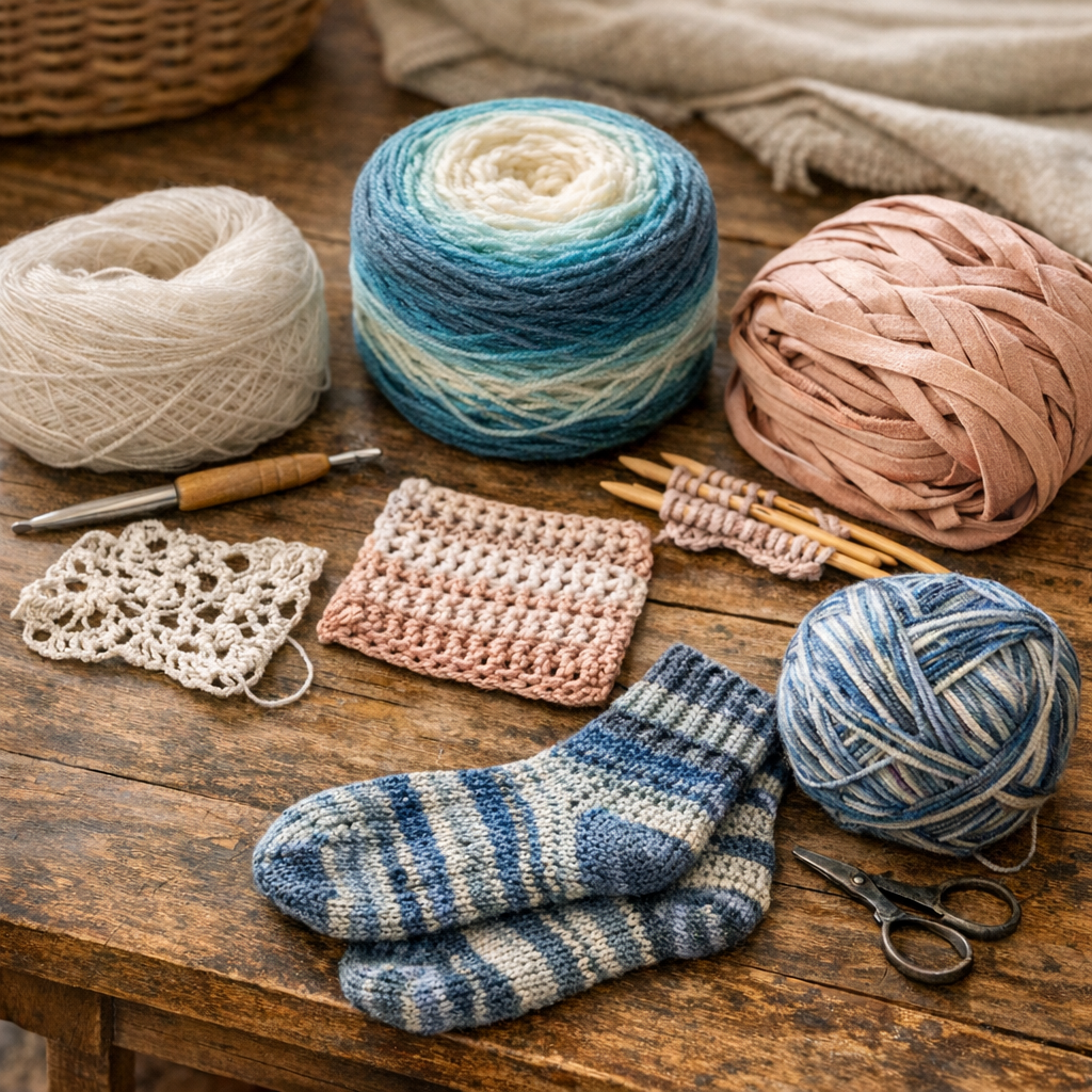 Avec un crochet ou des aiguilles&nbsp;: quoi faire selon une laine fine, cake, ruban ou à chaussettes