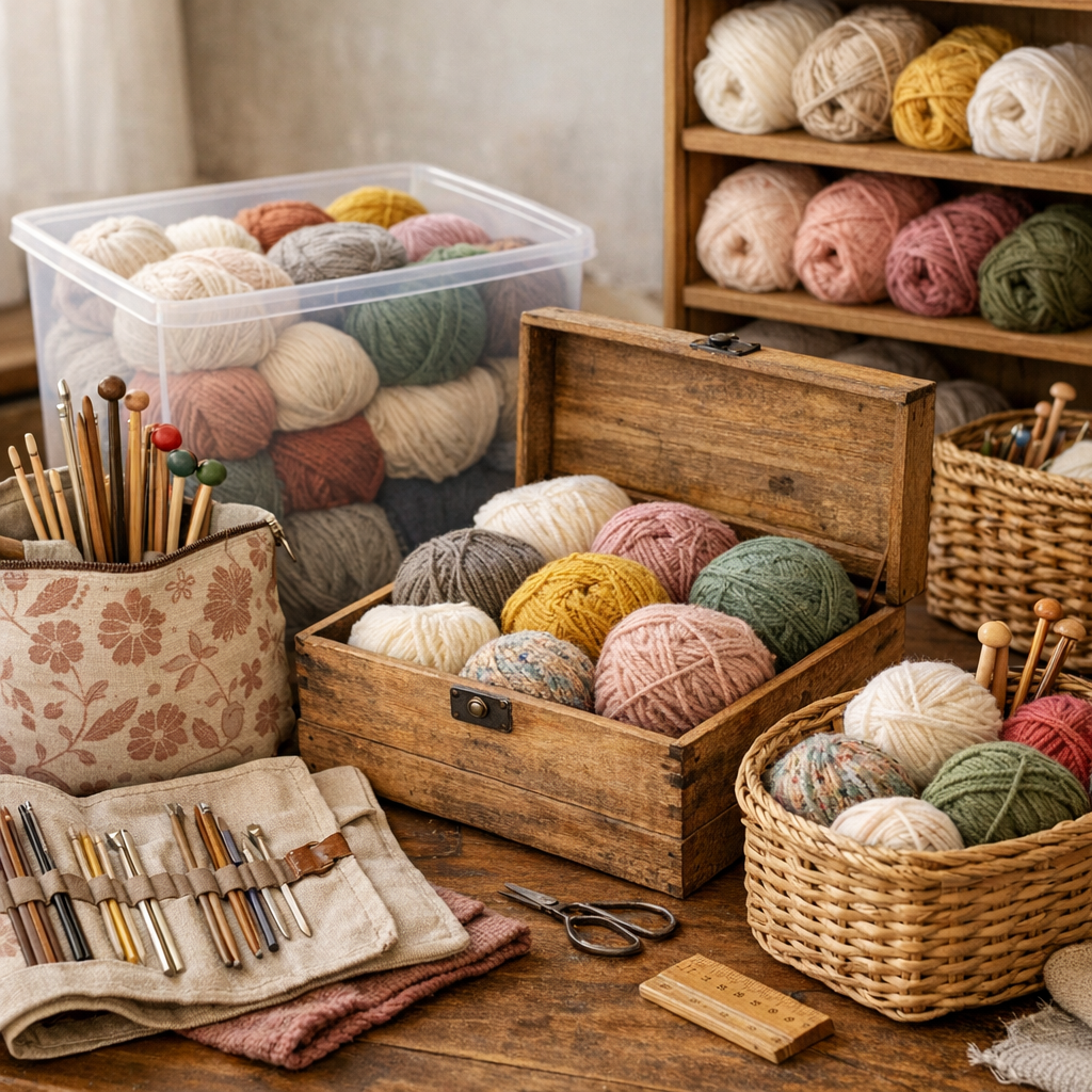 Pochette, trousse, boîte, caisse ou étagère : quel rangement pour les pelotes et les aiguilles ?