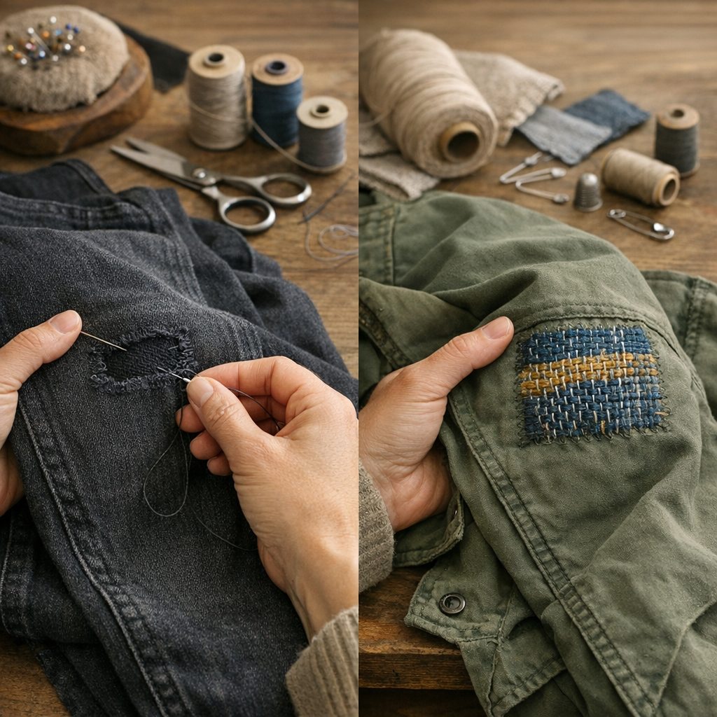 Réparer les différents types de vêtements : quand viser l’invisible, quand assumer le renfort