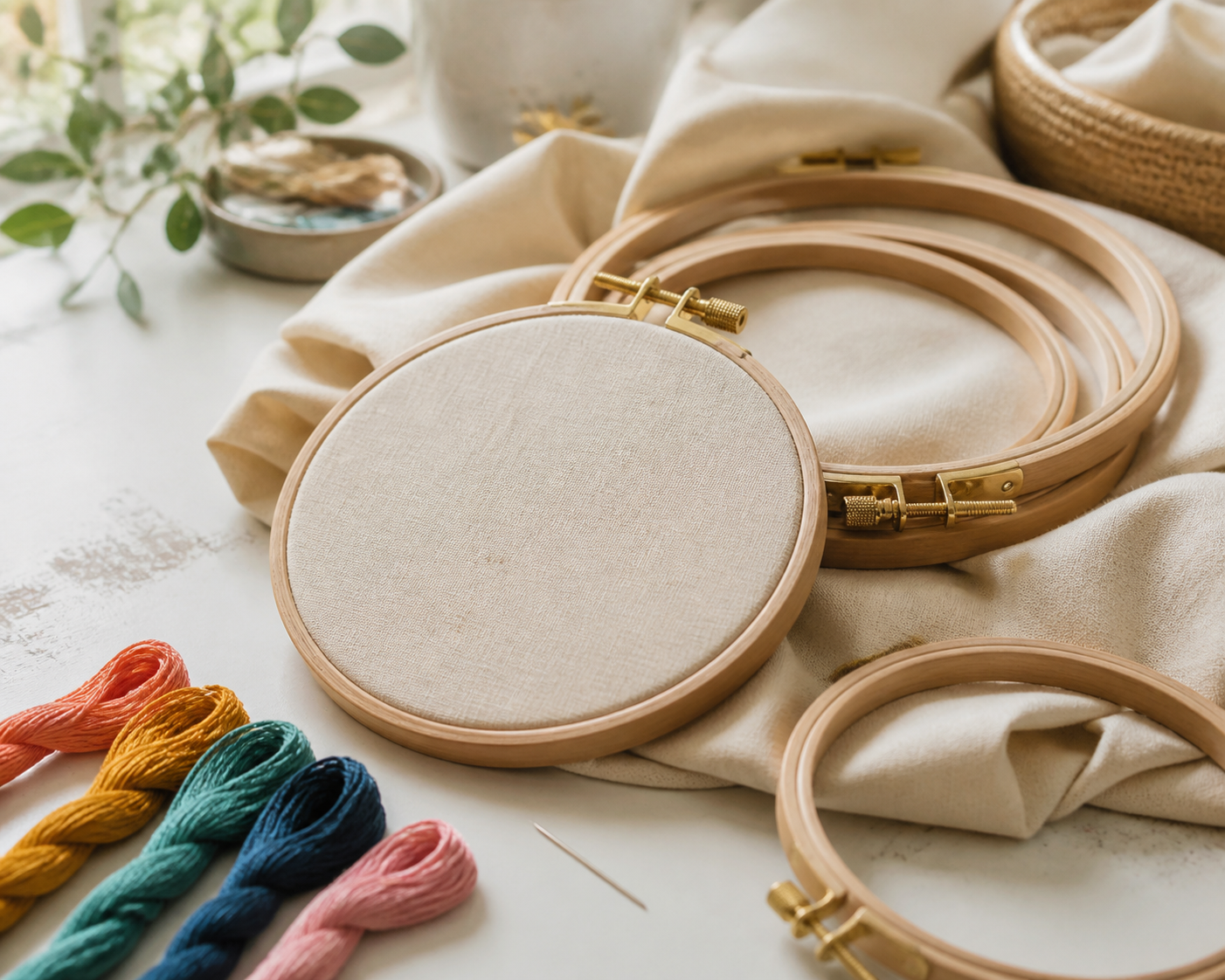 Les tambours de broderie se choisissent selon le projet et la toile