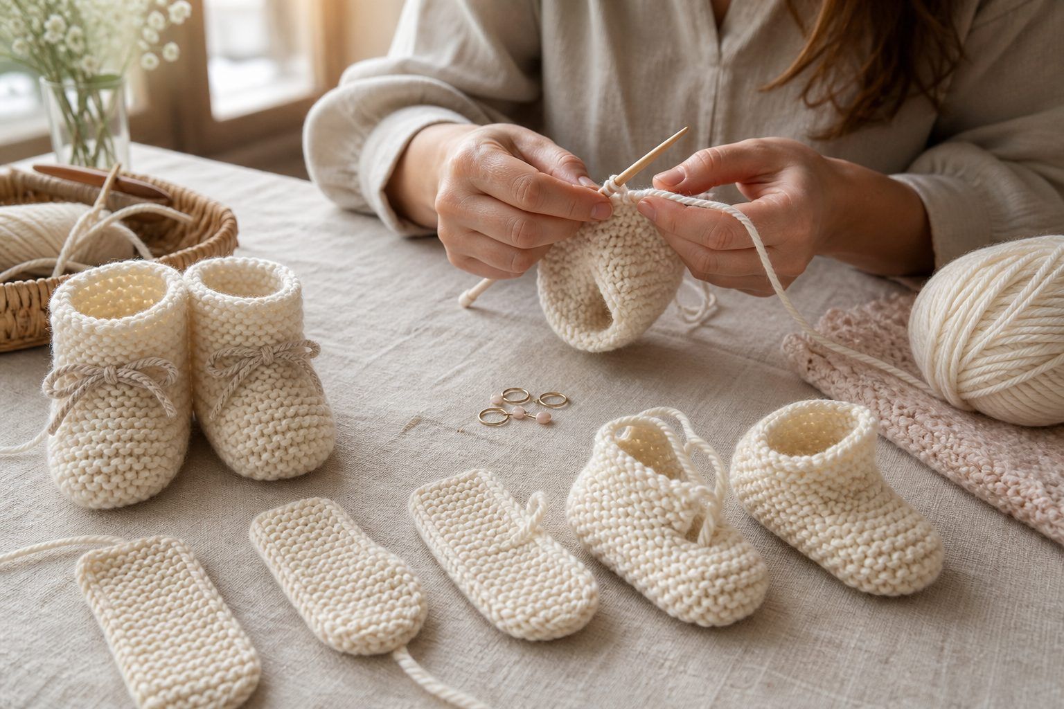 Tuto chaussons bébé au point mousse : les 5 gestes à suivre
