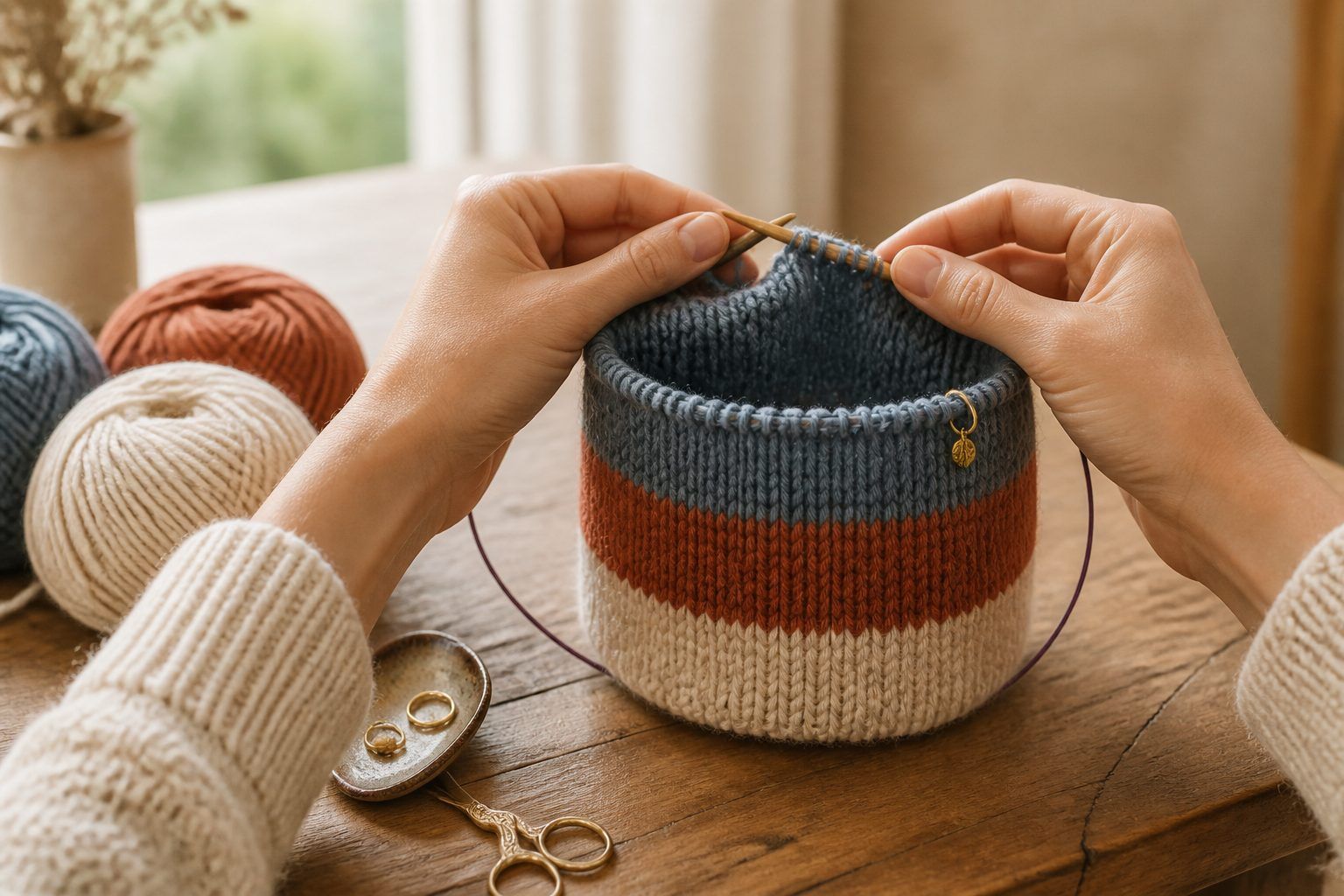 Réussir un tricot en rond régulier : jonction, tension et changements de couleur