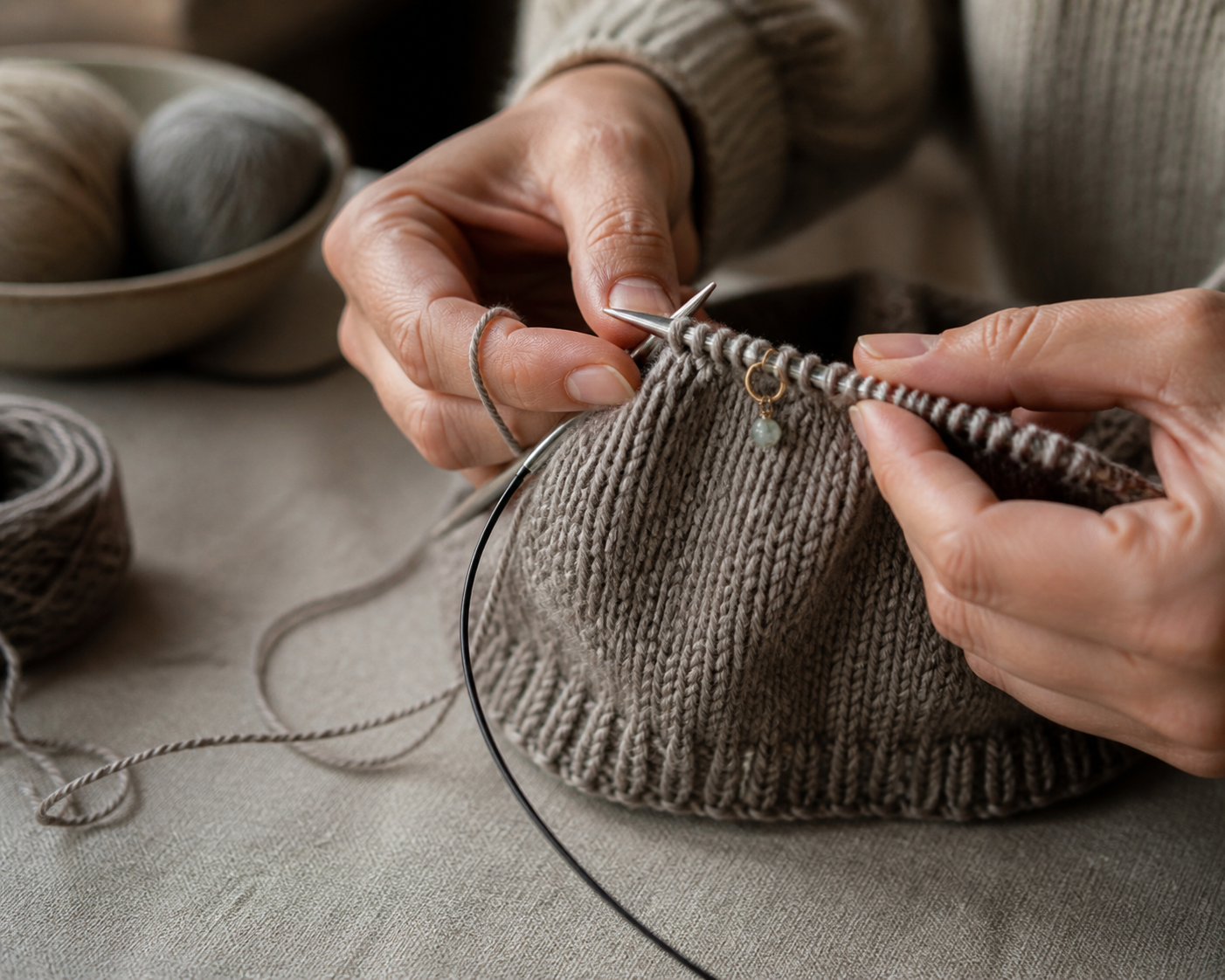 Le tricot rond se découvre en cinq gestes essentiels