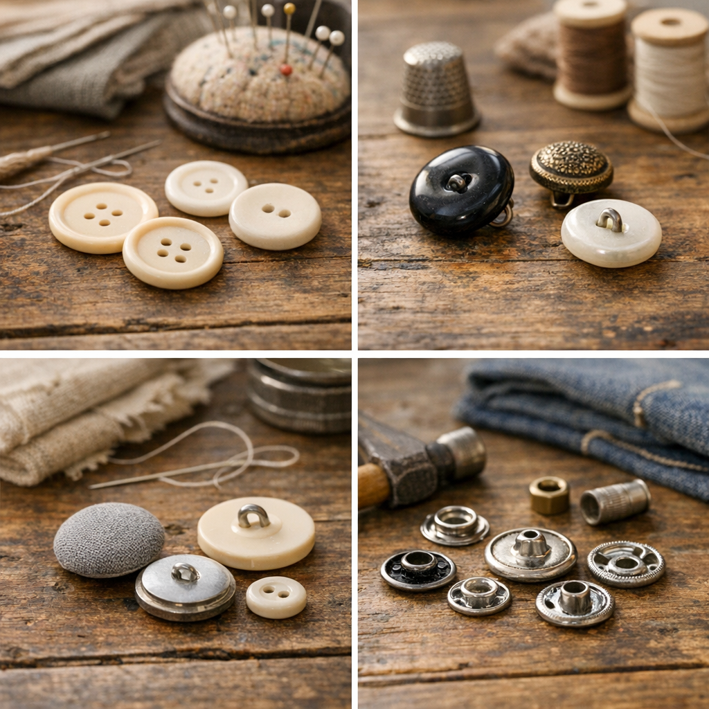 Les grandes familles de boutons selon leur fixation
